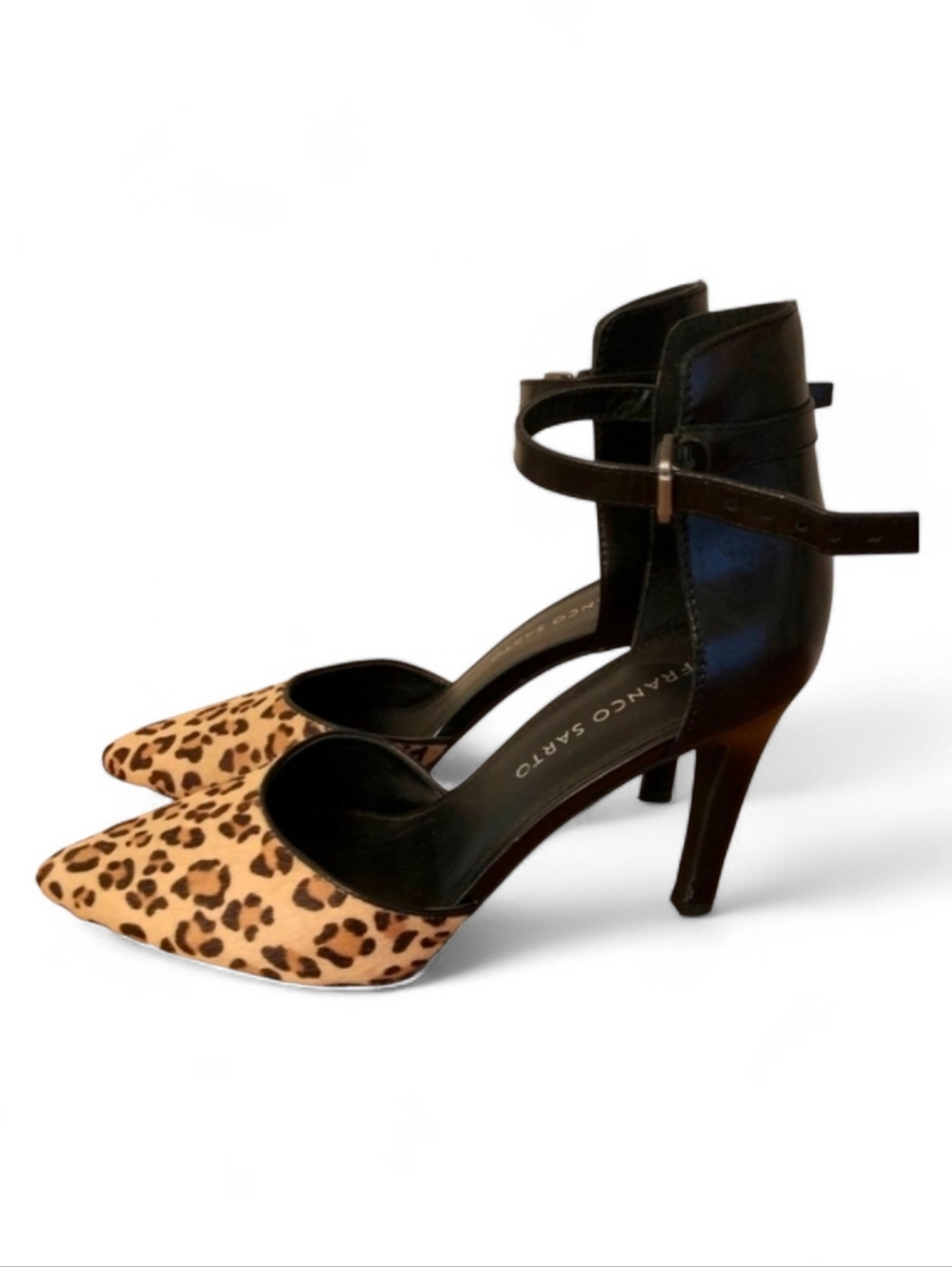 FRANCO SARTO Azura 3 Animal Print Ankle Strap Heel, 7.5M